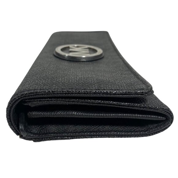 Michael Kors Large MK Signature Fulton Flap Continental Wallet Black PVC - Picture 7 of 14